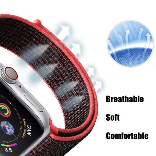 Apple Watch 4/5/6/7/8/SE/Ultra (42/44/45/49mm) nylon óraszíj rózsaszín homok színű Alphajack - 5