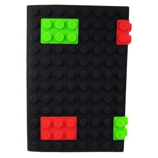 Jegyzetfüzet A6 szilikon építőkocka borítóval fekete - 1