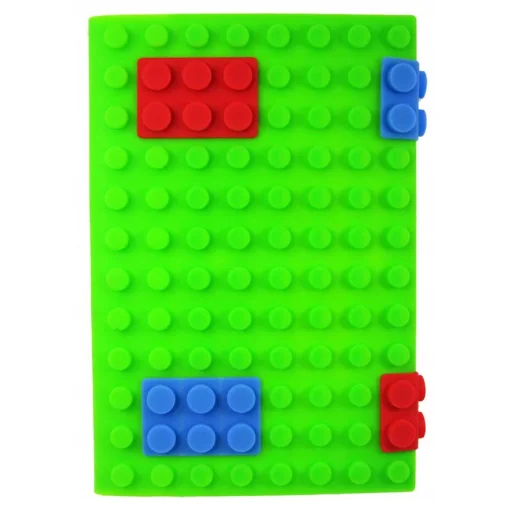 Jegyzetfüzet A6 szilikon építőkocka borítóval zöld - 1