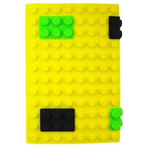 Jegyzetfüzet A6 szilikon építőkocka borítóval sárga - 1