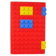 Jegyzetfüzet A6 szilikon építőkocka borítóval piros