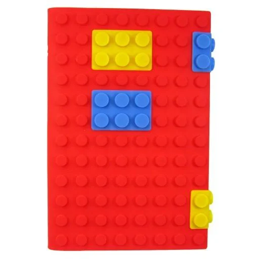 Jegyzetfüzet A6 szilikon építőkocka borítóval piros - 1