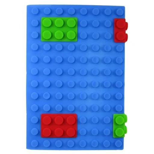Jegyzetfüzet A6 szilikon építőkocka borítóval kék - 1