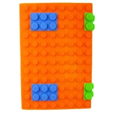 Jegyzetfüzet A6 szilikon építőkocka borítóval narancssárga