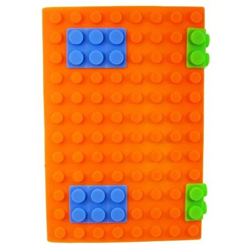 Jegyzetfüzet A6 szilikon építőkocka borítóval narancssárga - 1