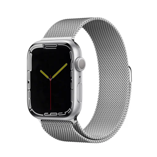 Apple Watch 4/5/6/7/8/SE/Ultra (42/44/45/49mm) milánói fém óraszíj ezüst színű Alphajack - 1