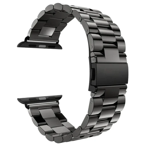 Apple Watch 4/5/6/7/8/9/SE (38/40/41mm) TRH fém óraszíj fekete színű - 1