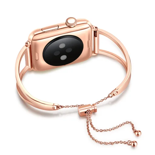 Apple Watch 4/5/6/7/8/SE/Ultra (42/44/45/49mm) karkötő formájú fém óraszíj rose gold színű Alphajack - 3