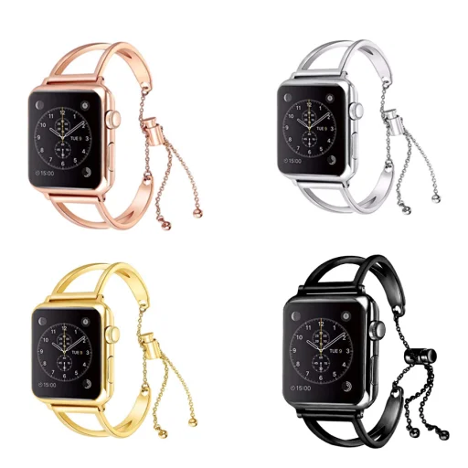 Apple Watch 4/5/6/7/8/SE/Ultra (42/44/45/49mm) karkötő formájú fém óraszíj rose gold színű Alphajack - 4