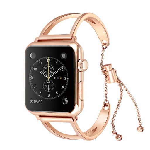Apple Watch 4/5/6/7/8/SE/Ultra (42/44/45/49mm) karkötő formájú fém óraszíj rose gold színű Alphajack - 1