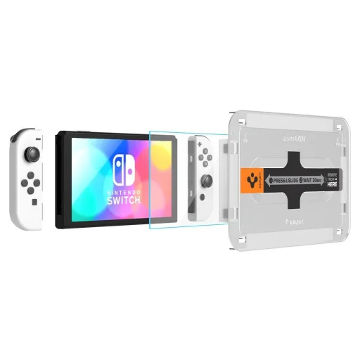Nintendo Switch OLED Spigen 2x Glas.TR EZ Fit kijelzővédő üvegfólia + felhelyezőkeret (AGL03829) - 12