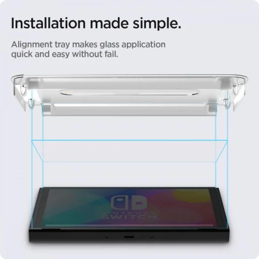 Nintendo Switch OLED Spigen 2x Glas.TR EZ Fit kijelzővédő üvegfólia + felhelyezőkeret (AGL03829) - 4