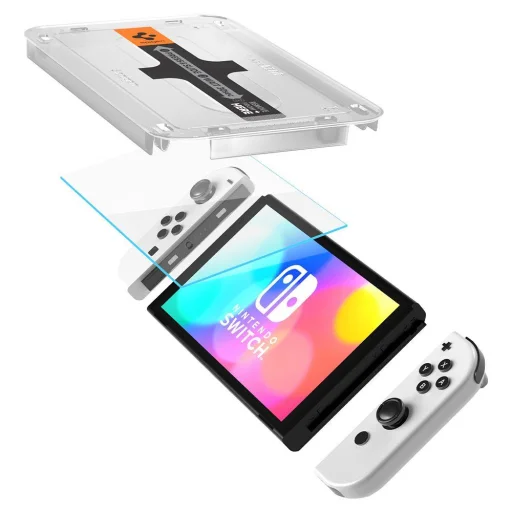 Nintendo Switch OLED Spigen 2x Glas.TR EZ Fit kijelzővédő üvegfólia + felhelyezőkeret (AGL03829) - 7