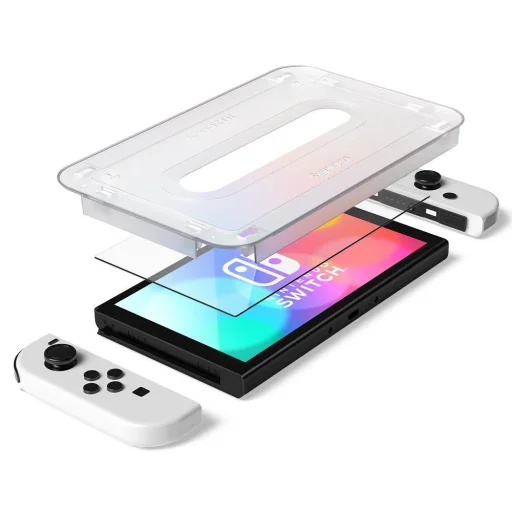 Nintendo Switch OLED Spigen 2x Glas.TR EZ Fit kijelzővédő üvegfólia + felhelyezőkeret (AGL03829) - 8