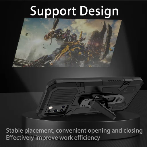 Samsung Galaxy A03s fokozott védelmet biztosító TPU tok kihajtható mágneses támasszal fekete Alphajack (PROTECTION-1) - 3