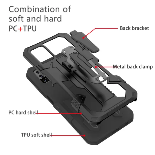 Samsung Galaxy A03s fokozott védelmet biztosító TPU tok kihajtható mágneses támasszal fekete Alphajack (PROTECTION-1) - 5
