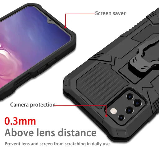 Samsung Galaxy A03s fokozott védelmet biztosító TPU tok kihajtható mágneses támasszal fekete Alphajack (PROTECTION-1) - 7