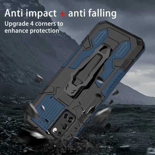 Samsung Galaxy A03s fokozott védelmet biztosító TPU tok kihajtható mágneses támasszal kék Alphajack (PROTECTION-1) - 3