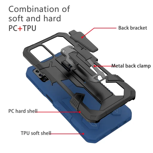 Samsung Galaxy A03s fokozott védelmet biztosító TPU tok kihajtható mágneses támasszal kék Alphajack (PROTECTION-1) - 6