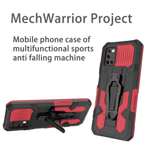 Samsung Galaxy A03s fokozott védelmet biztosító TPU tok kihajtható mágneses támasszal piros Alphajack (PROTECTION-1) - 3