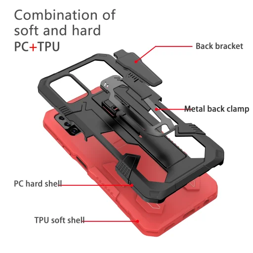 Samsung Galaxy A03s fokozott védelmet biztosító TPU tok kihajtható mágneses támasszal piros Alphajack (PROTECTION-1) - 4