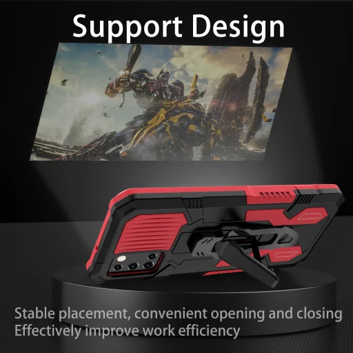 Samsung Galaxy A03s fokozott védelmet biztosító TPU tok kihajtható mágneses támasszal piros Alphajack (PROTECTION-1) - 7