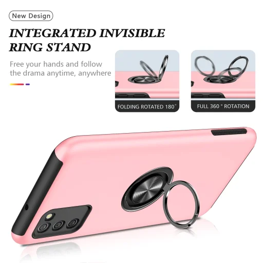 Samsung Galaxy A03s TPU tok kihajtható mágneses támasszal rózsaszín Alphajack - 7