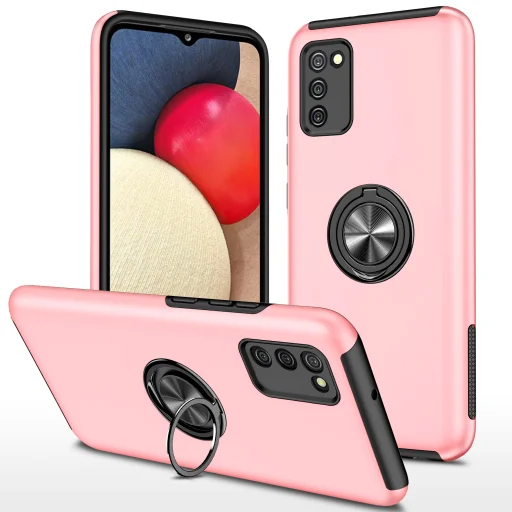 Samsung Galaxy A03s TPU tok kihajtható mágneses támasszal rózsaszín Alphajack - 1