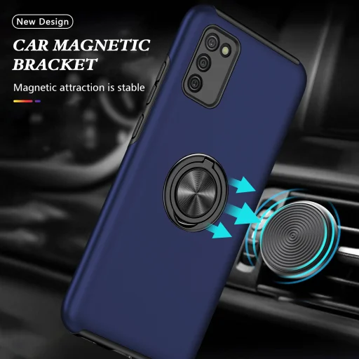 Samsung Galaxy A03s TPU tok kihajtható mágneses támasszal kék Alphajack - 4