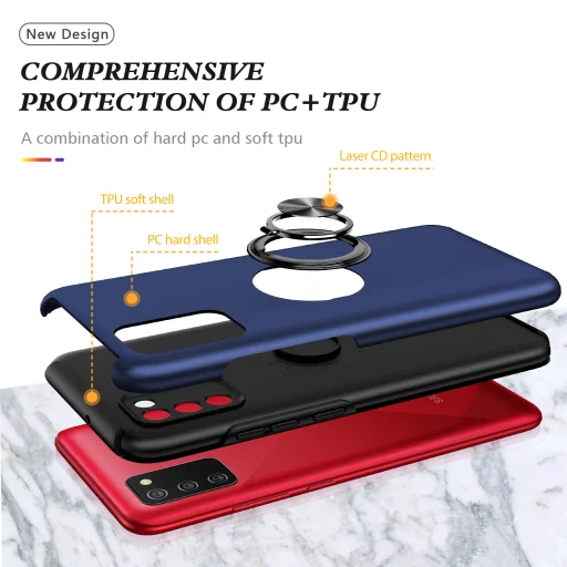 Samsung Galaxy A03s TPU tok kihajtható mágneses támasszal kék Alphajack - 6