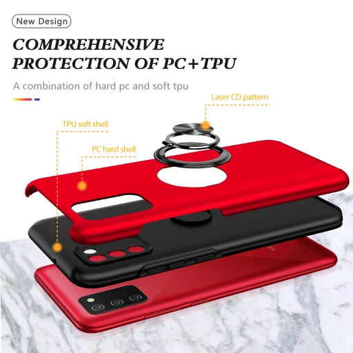 Samsung Galaxy A03s TPU tok kihajtható mágneses támasszal piros Alphajack - 5