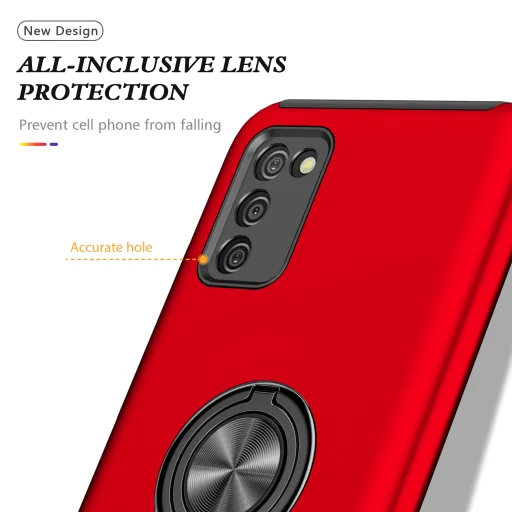 Samsung Galaxy A03s TPU tok kihajtható mágneses támasszal piros Alphajack - 6