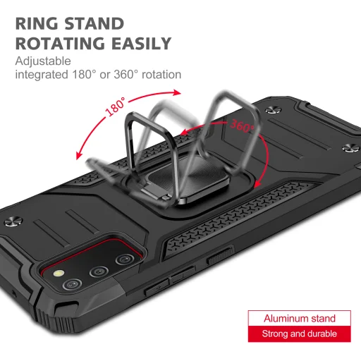Samsung Galaxy A03s fokozott védelmet biztosító TPU tok kihajtható mágneses támasszal fekete Alphajack (PROTECTION-2) - 6