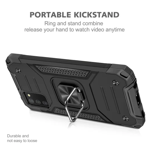 Samsung Galaxy A03s fokozott védelmet biztosító TPU tok kihajtható mágneses támasszal fekete Alphajack (PROTECTION-2) - 7