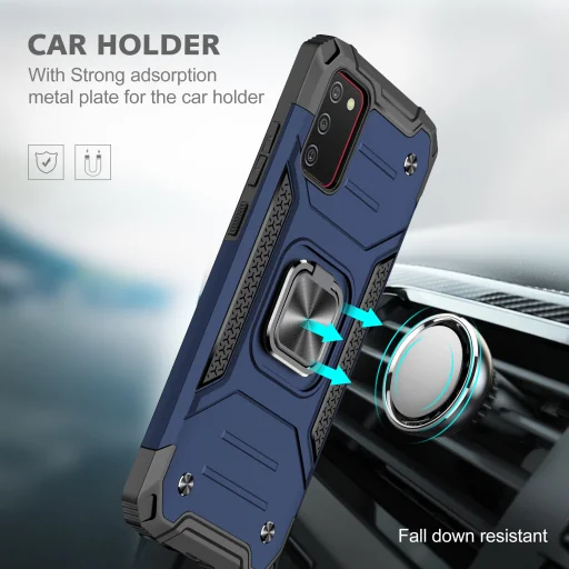 Samsung Galaxy A03s fokozott védelmet biztosító TPU tok kihajtható mágneses támasszal kék Alphajack (PROTECTION-2) - 3