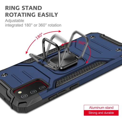 Samsung Galaxy A03s fokozott védelmet biztosító TPU tok kihajtható mágneses támasszal kék Alphajack (PROTECTION-2) - 4
