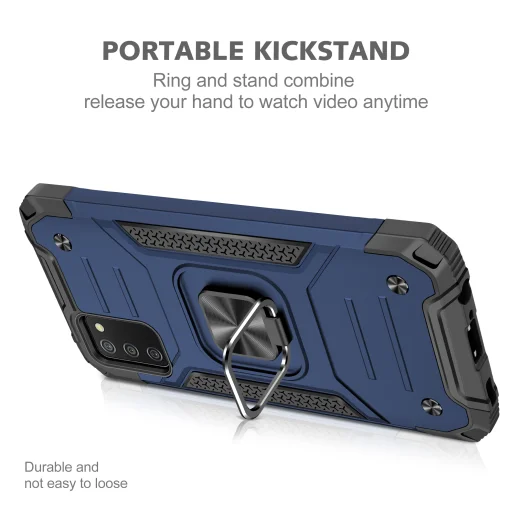 Samsung Galaxy A03s fokozott védelmet biztosító TPU tok kihajtható mágneses támasszal kék Alphajack (PROTECTION-2) - 7