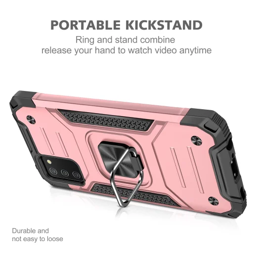 Samsung Galaxy A03s fokozott védelmet biztosító TPU tok kihajtható mágneses támasszal rózsaszín Alphajack (PROTECTION-2) - 3