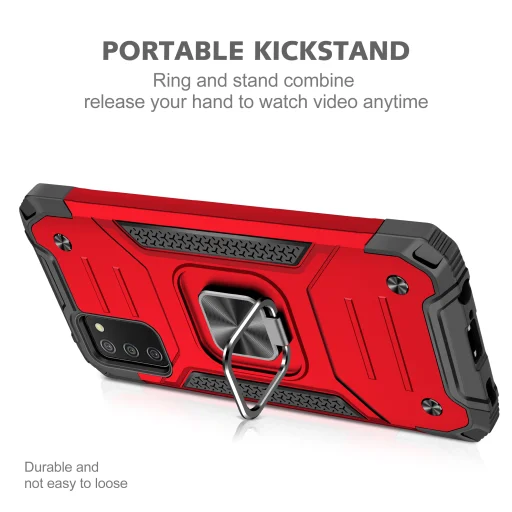 Samsung Galaxy A03s fokozott védelmet biztosító TPU tok kihajtható mágneses támasszal piros Alphajack (PROTECTION-2) - 6