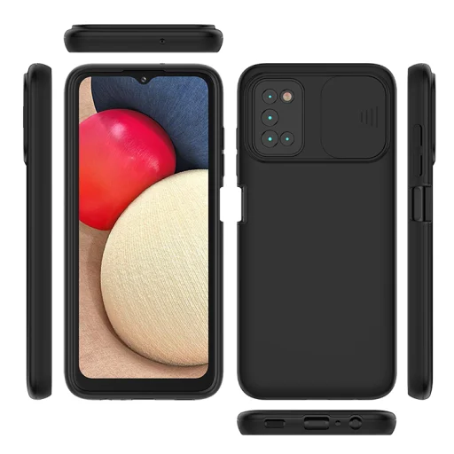 Samsung Galaxy A03s TPU tok kameralencse védővel fekete Alphajack - 11