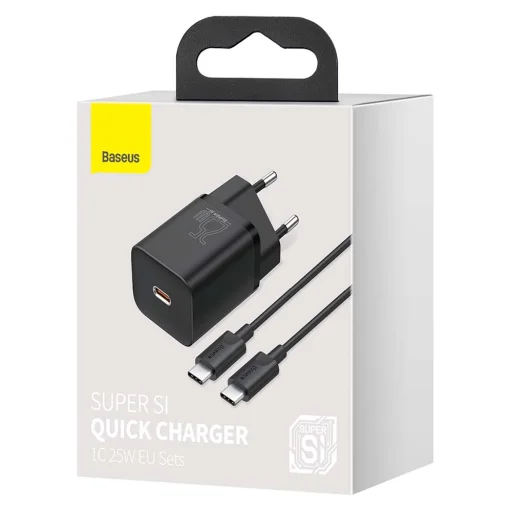 Baseus Super Si 1C Hálózati töltő adapter USB Type-C 25W 3A fekete + 1m kábel (TZCCSUP-L01) - 7
