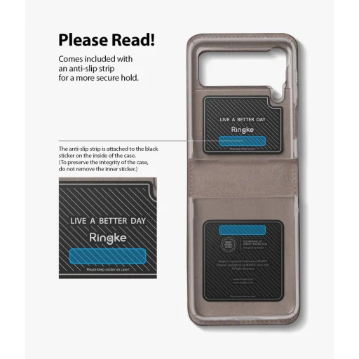 Samsung Galaxy Z Flip 3 Ringke Signature valódi bőr tok vállpánttal világos lila - 8