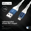 Lightning iPhone kábel 1.5m USB-A fejjel MFi Alphajack (AL15-BW) kék/fehér - 4