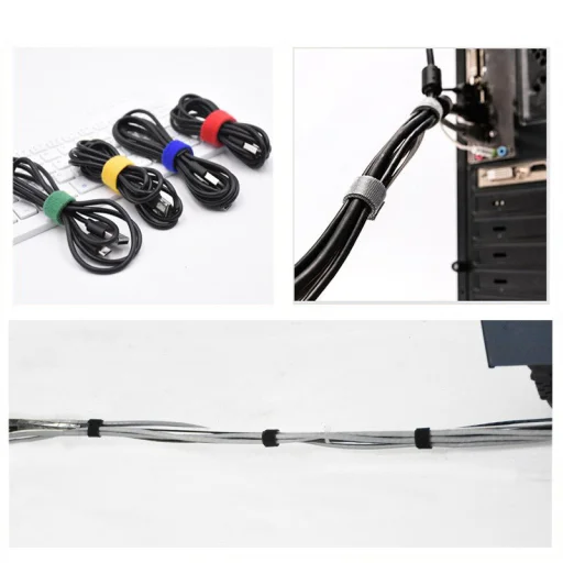 Kábelrendező, tépőzáras 1m sárga - 1