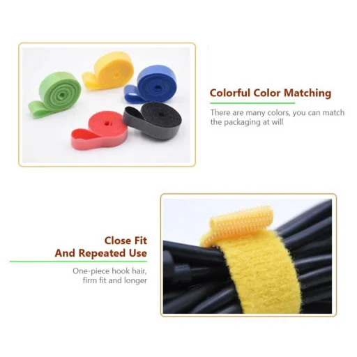 Kábelrendező, tépőzáras 1m sárga - 4