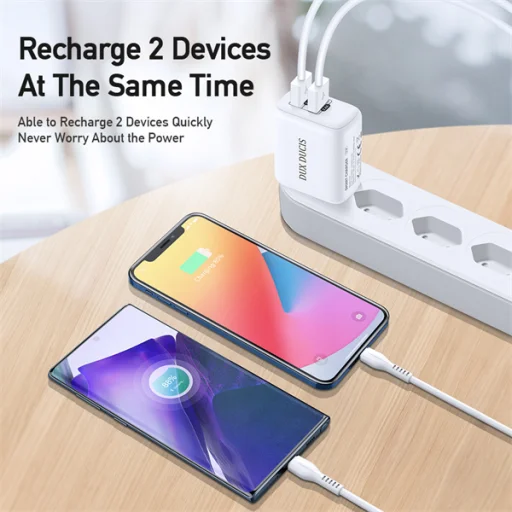Dux Ducis C10 Hálózati Töltő Adapter 2x USB 12W2.4A Fehér - 2