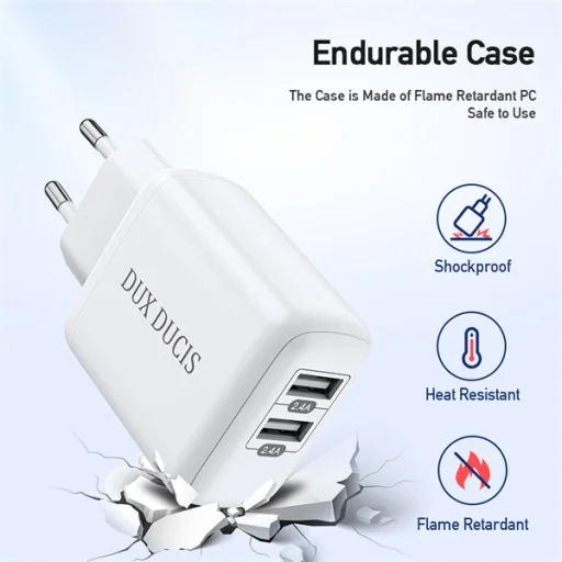 Dux Ducis C10 Hálózati Töltő Adapter 2x USB 12W2.4A Fehér - 11