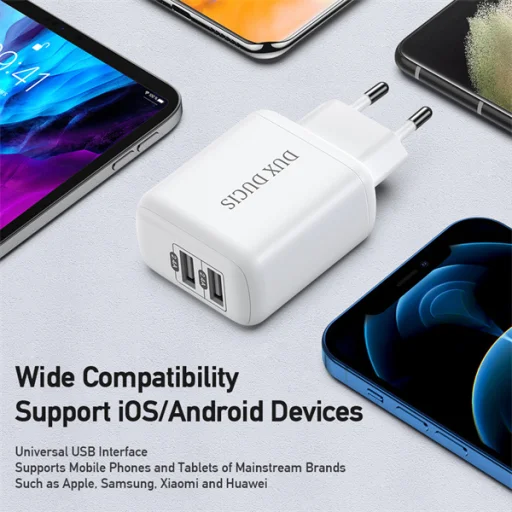 Dux Ducis C10 Hálózati Töltő Adapter 2x USB 12W2.4A Fehér - 3