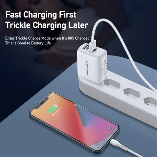 Dux Ducis C10 Hálózati Töltő Adapter 2x USB 12W2.4A Fehér - 4