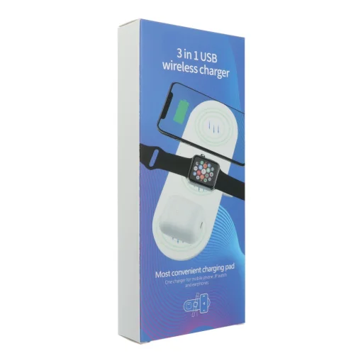 Vezeték nélküli 3in1 Qi gyorstöltő LED 15W KIT-IW fekete - 1